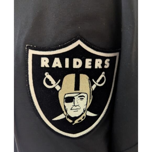 Vintage Oakland Raiders x Locker Line Big Logo Black Hooded Parka Jacket Size L - Picture 9 of 10